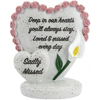 Graveside Double Heart Memorial with Rose Edge Design – Sadly Missed