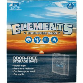 Elements Clear XL Odor Free  Zip Lock Storage Bag - 6pcs - 8.5" x 10"