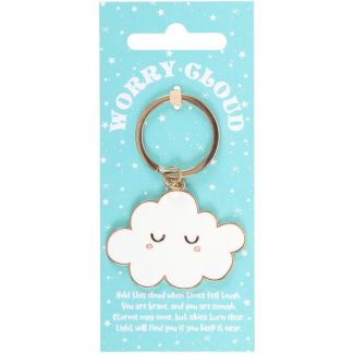 Enamel Cloud Worry Keyring Charm