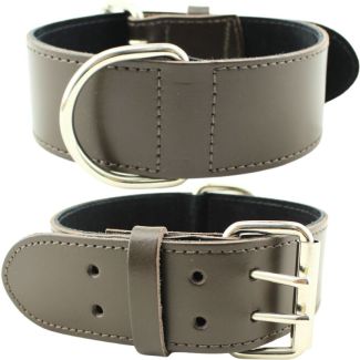 Extra Wide Bull Terrier Leather Collar-Brown (18-21'')