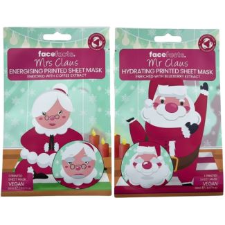 Face Facts Printed Sheet Mask - Mr & Mrs Claus (20ml)