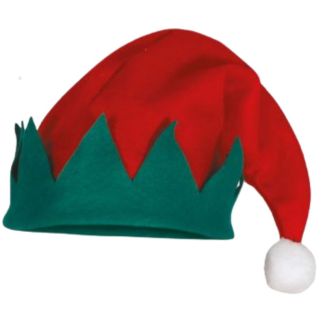 Festive Elf Costume Hat with Classic Green and Red Design