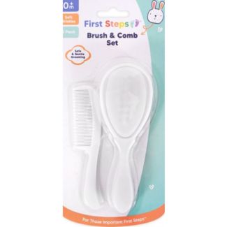 First Steps Baby Comb and Brush Set -  White