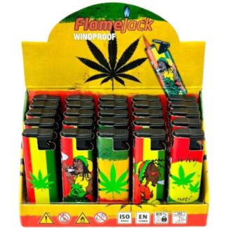 FlameJack Metal Windproof Lighter Rasta Design - Assorted