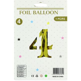 
16" Number "4" Air filled Foil Balloon - Gold
