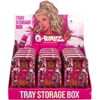 G-ROLLZ  Mini Storage Box Tin with Tray Lid (12.3 x 7 x 3.2cm) - Pink Girl 