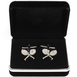 Gents Silver Cufflinks - Crossed Tennis Rackets