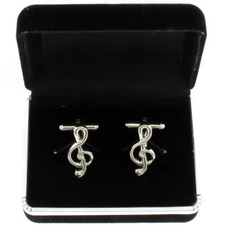 Gents Silver Cufflinks - Treble Clef Design