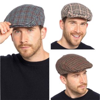 Men's Tweed Design Flat Caps - Assorted Colours & Sizes