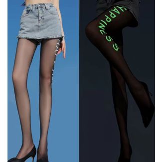 Kiki & Chloe Glow In The Dark Black Tights - Happiness 
