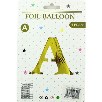 16" Letter "A" Air filled Foil Balloon - Gold
