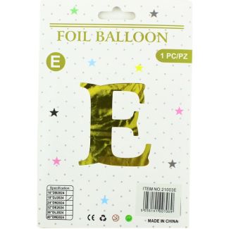 16" Letter "E" Air filled Foil Balloon - Gold