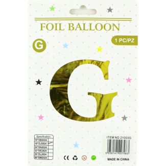16" Letter "G" Air filled Foil Balloon - Gold