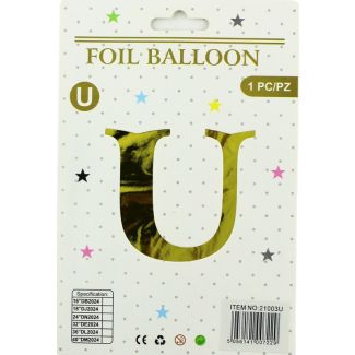 16" Letter "U" Air filled Foil Balloon - Gold
