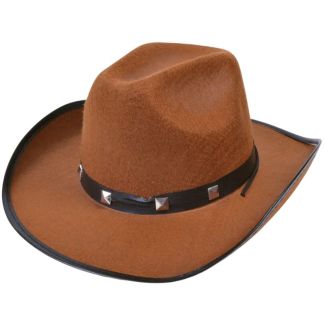 Felt Cowboy Hat with Studded Hat Band - Brown