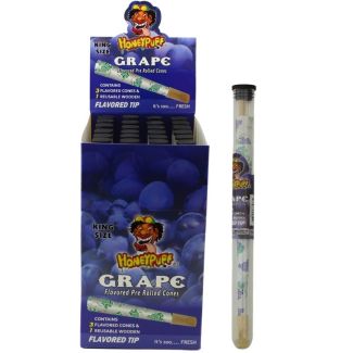 HoneyPuff Grape King Size Flavoured Pre Rolled Cones 3pcs + Wood Tip - 24 pack