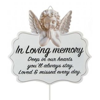 Graveside Cherub Praying Plaque – In Loving Memory