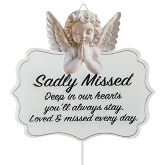 Graveside Cherub Praying Plaque – Sadly Missed