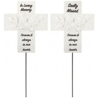 Graveside Cross with Roses Ornament – Assorted