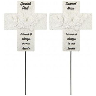 Graveside Cross with Roses Ornament – Special Mum and Special Dad Assorted