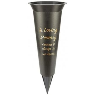 Graveside Flower Vase – In Loving Memory (Black) - 32.5cm