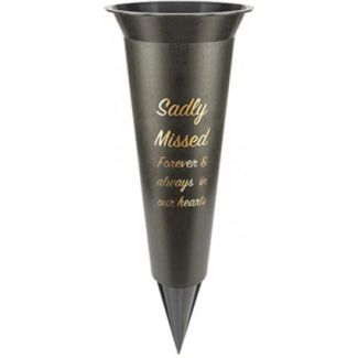 Graveside Flower Vase – Sadly Missed (Black)