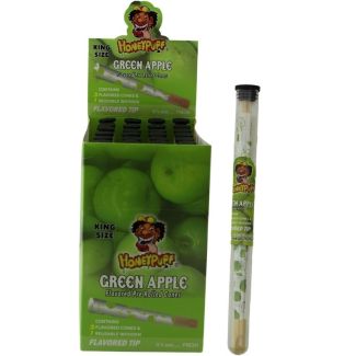 HoneyPuff Green Apple King Size Flavoured Pre Rolled Cones 3pcs + Wood Tip - 24 pack