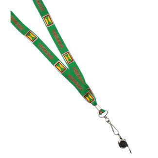 Silver Whistle With Lanyard - Grenada Flag Design