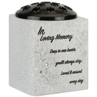 Graveside Grey Flower Pot with Roses Design – In Loving Memory (13.5cm)