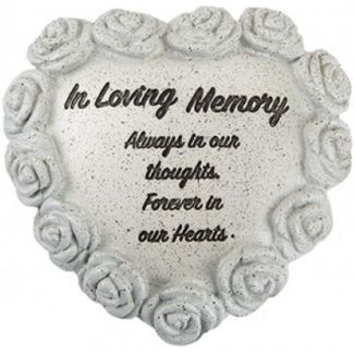 Graveside Heart Memorial with Wrap-Around Rose Detail – In Loving Memory (14cm)