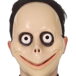 Adult Ghoulish Scare Mask with Bulging Eyes & Freaky Smile - Beige