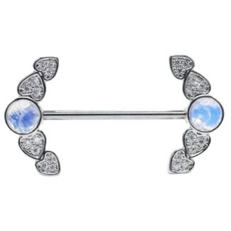 Heart Design Moon Steel Nipple Bar -14mm