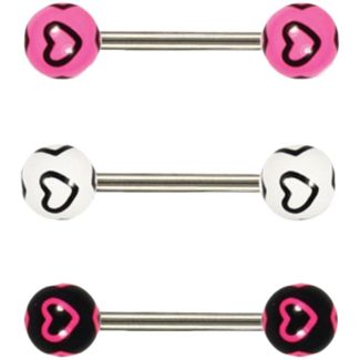 Hearts Design Straight Barbell – 14mm Assorted Colours
