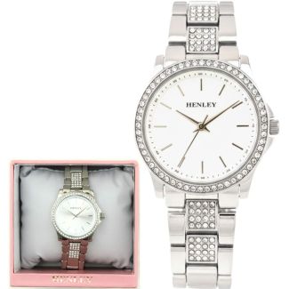 Henley Ladies Crystal Bracelet Watch - Silver