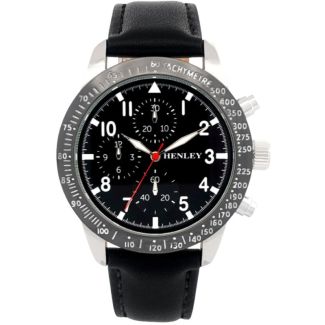 Henley Men's Leather Strap Sport Watch - Black