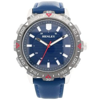 Henley Men's Leather Strap Sport Watch - Blue