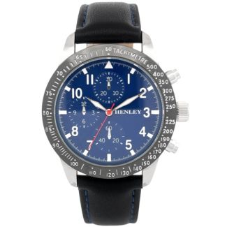Henley Men's Leather Strap Sport Watch - Blue/Black