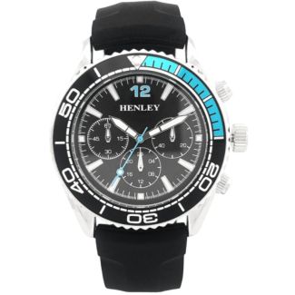 Henley Men's Silicone Sports Watch  - Black/Blue