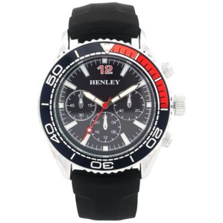 Henley Men's Silicone Sports Watch  - Black/Red