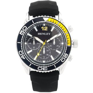 Henley Men's Silicone Sports Watch  - Black/Yellow