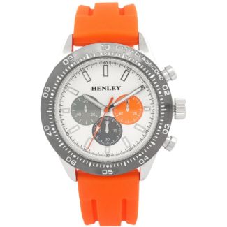 Henley Men's Silicone Sports Watch - Orange/White