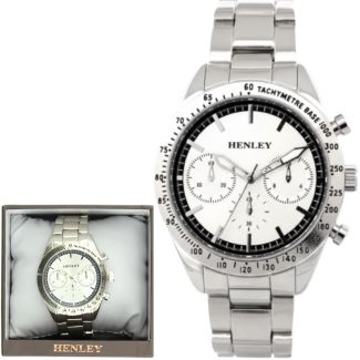 Henley Round Multi-Dial Men's Metal Bracelet Watch - Silver