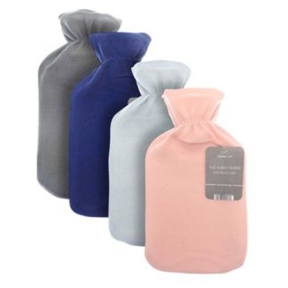 Hot Water Bottles With Plain Fleece Covers - Assorted Colours 