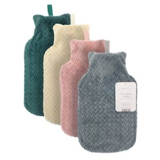 Hot Water Bottles with Plush Jacquard Lattice Cover - Assorted Colours