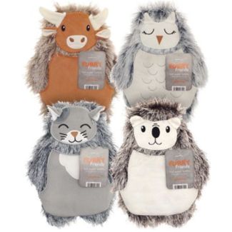 Hot Water Bottles with Novelty Cover Furry Friends Designs - Assorted