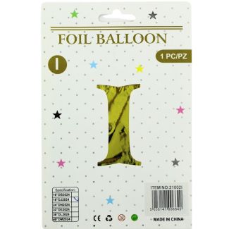 16" Letter "I" Air filled Foil Balloon - Gold