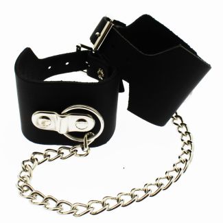 Black Plain Leather Handcuffs