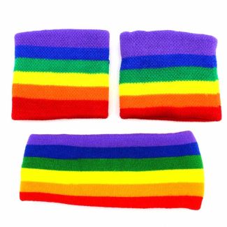 Whoelsale Head & Wrist Sweatband Set - Rainbow Colours