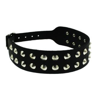 Genuine Leather 2 Row Conical Studded Choker
