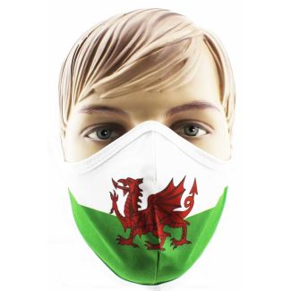 Adults Wales Flag Print Reusable Face Covering Mask